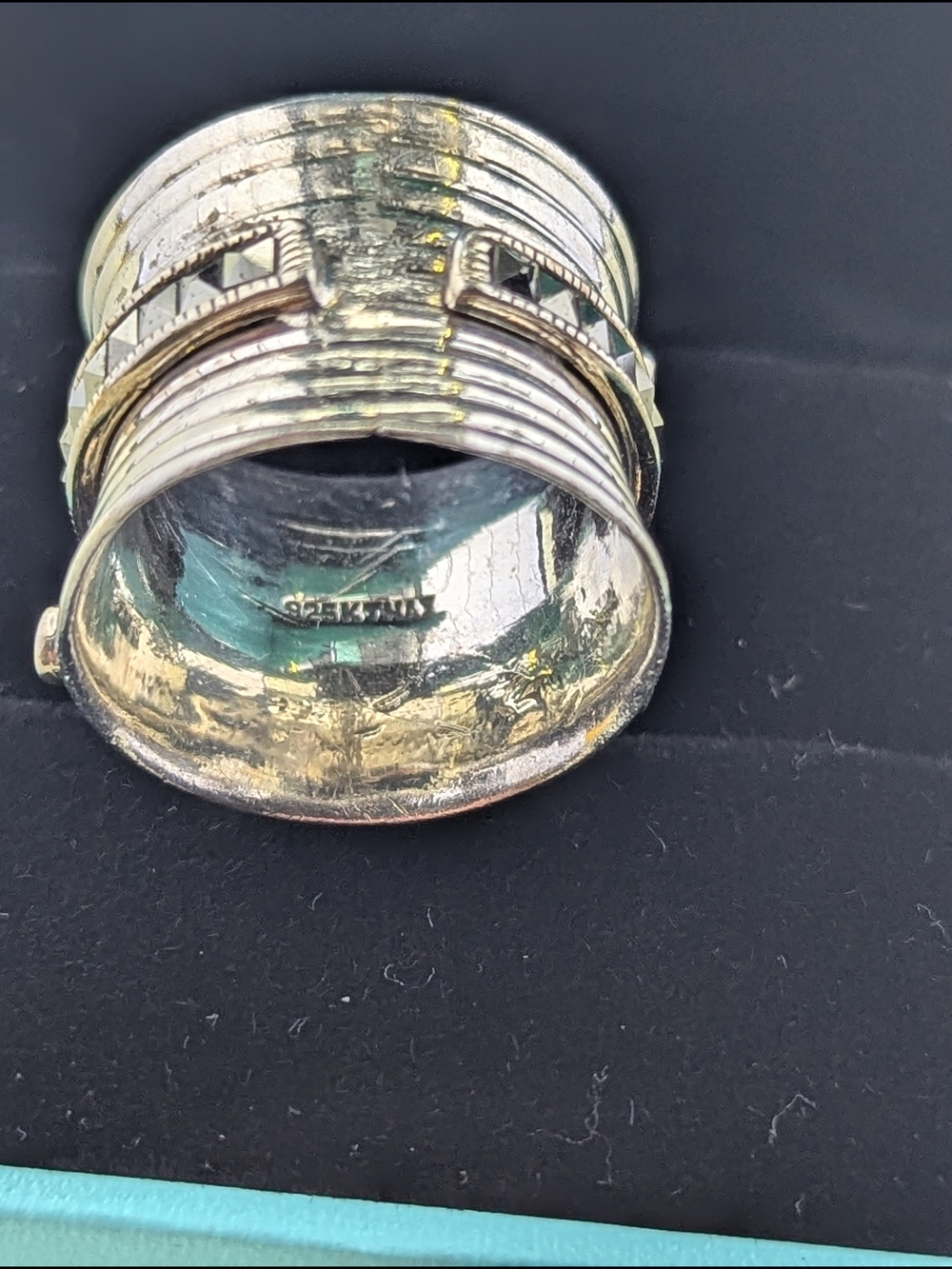 💎 Vintage Sterling Silver Marcasite Meditation Ring 💎 - Picture 2 of 4